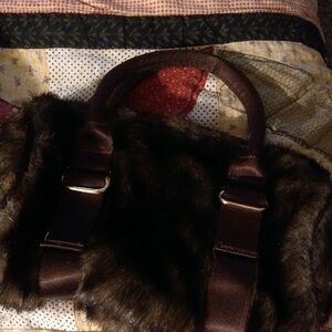 Bath & Body Works Brown Shoulder Bag with Faux Fur